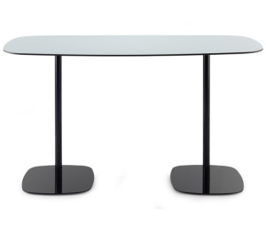 Rounded edge conference table with mirrored black finish and matching bases