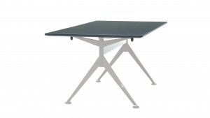 Folding classroom table with solid black up and steel base and legs
