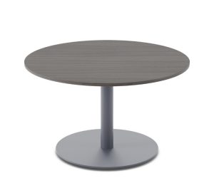 Round wooden occasional table with metal base