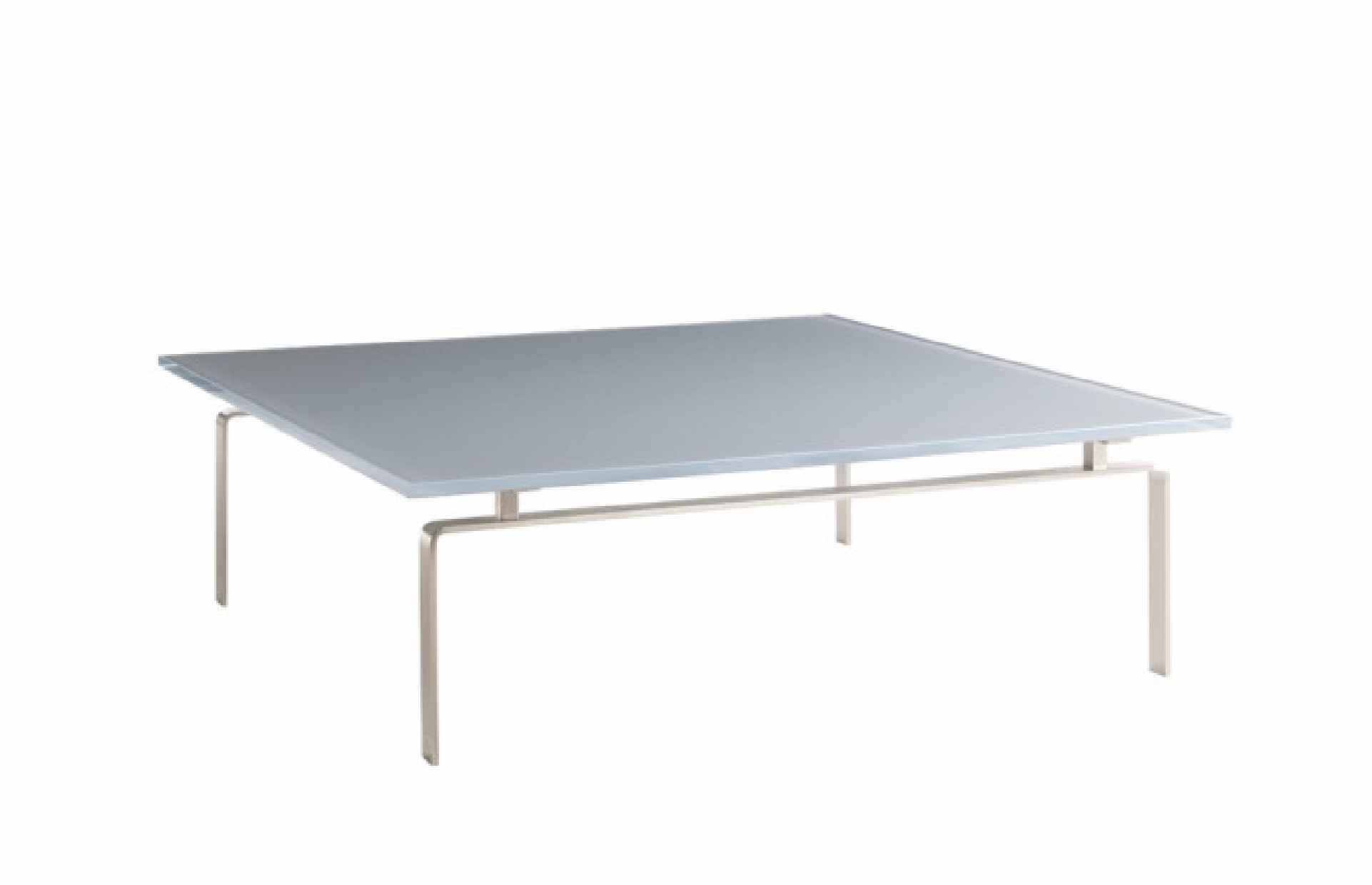 Low metal coffee table with polished metal legs