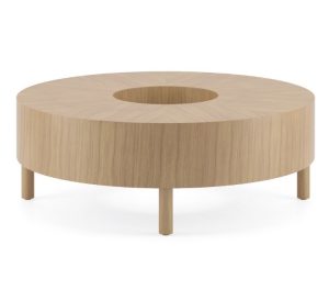 Round wooden Circa table with hole cut in center