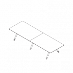 Vector graphic of two long conference tables placed next to each other