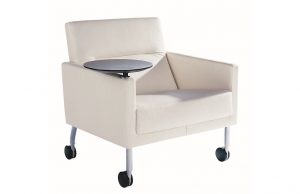 White Sidewalk Lounge Chair with attached tablet table