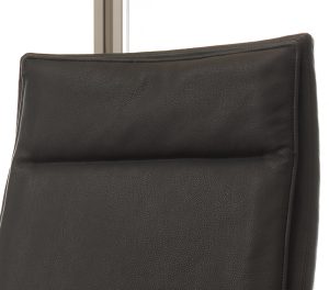 Textured leather upholstery on high-backed office chair