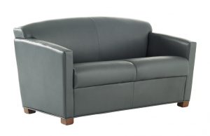 Slate grey leather office couch