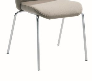 Sand colored office side chair with aluminum legs