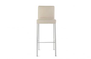 Switch cafe height office stool with short back and white upholstery