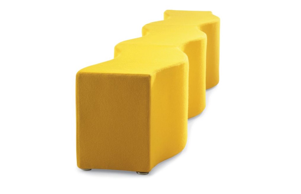 Bright yellow wave-shaped office bench