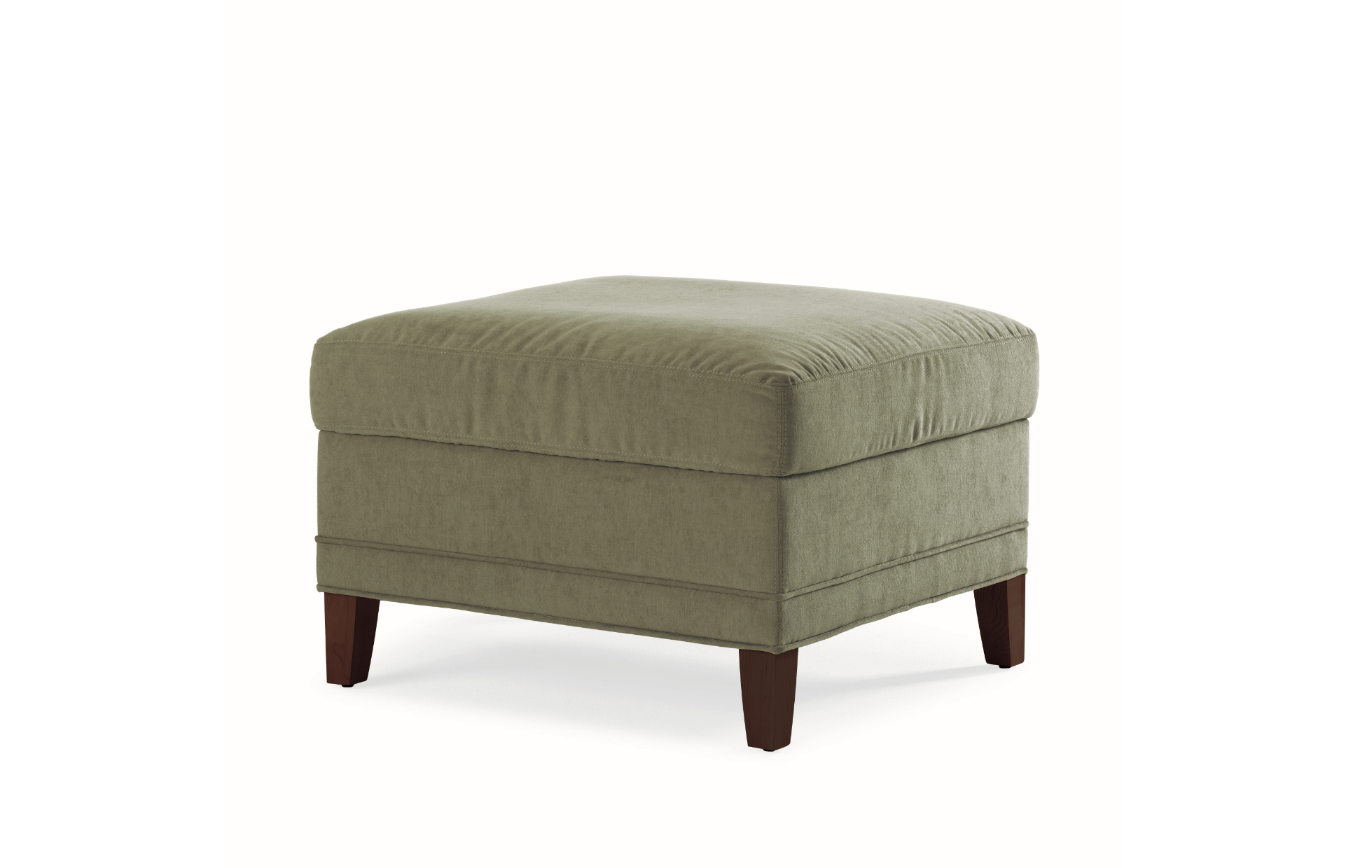 Light green suede office ottoman with wooden legs