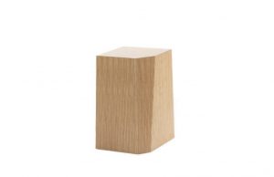 Short solid wood side table with flat top and square base