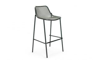 Curved office stool with metal back & seat