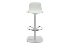 White office cafe stool with matching base and round metal footrest