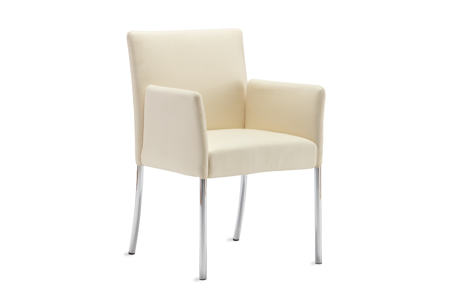 Cream colored office armchair with metal legs