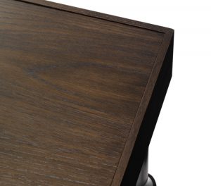 Espresso wood stain finish corner of an office table