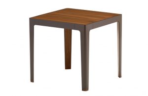 Dark brown wooden office side table with matching metal frame