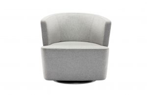 Light gray Joel Lounge Chair with curved back and swivel base