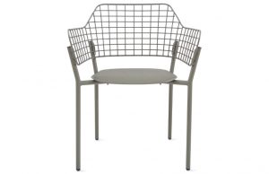 Metal mesh-baked outdoor chair with aluminum seat and stainless steel back