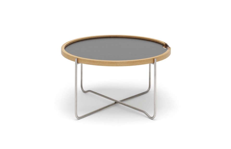 Round office tray table with collapsible base