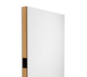 Mobile display wall with whiteboards on each side and solid wooden core