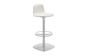 Tall white Enea Lottus cafe stool with round footrest