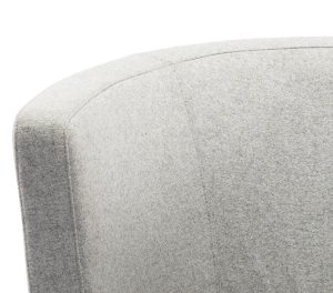 Light grey upholstery on back of office lounge chair