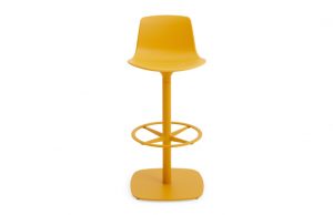 Yellow office cafe stool with low back and round footrest