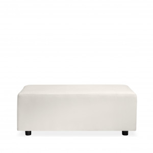 Low office side bench upholstered in white
