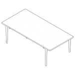 Vector image of long dining table with four slim legs
