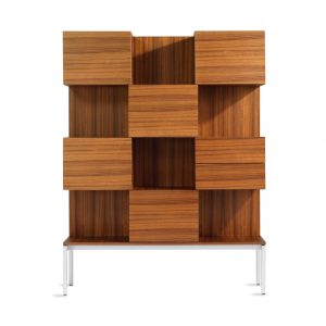 Wooden wardrobe storage tower with open cube design