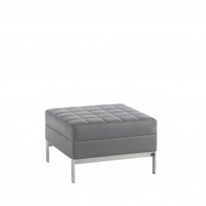 Grey plush small bench seat with white base and legs