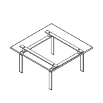 Vector image of square side table showing mounting brackets and legs