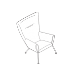 Sketch design for high-backed wing top armchair