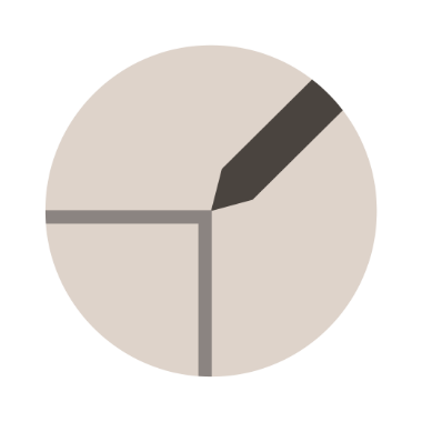 Vector design of drafting pencil and paper inside a small circular icon