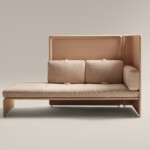 lagunitas lounge in a soft pink color with a privacy screen behind