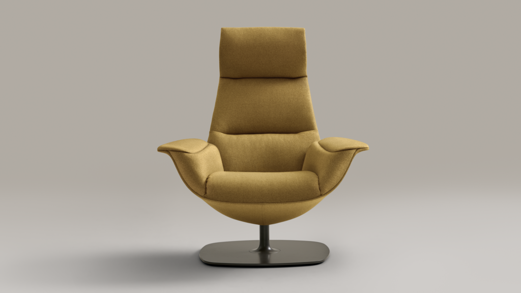 front view of yellow massaud lounge seating