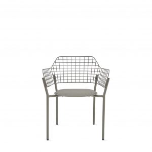Metal mesh-baked outdoor chair with aluminum seat and stainless steel back
