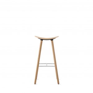 Curved-seat wooden office stool with matching wooden legs