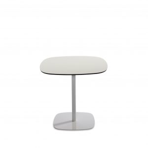 Rounded white office dining table with matching base and stand