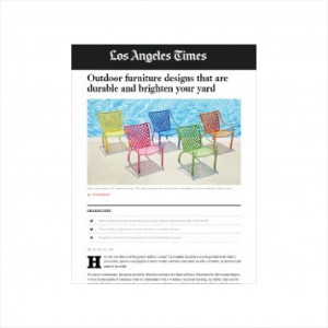 Los Angeles Times article featuring new outdoor furniture