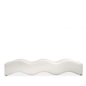 Curved white office bench
