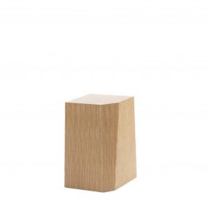 Short solid wood side table with flat top and square base