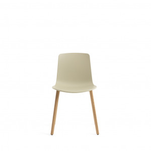 White Enea Altzo943 guest chair with scooped seat and wooden legs