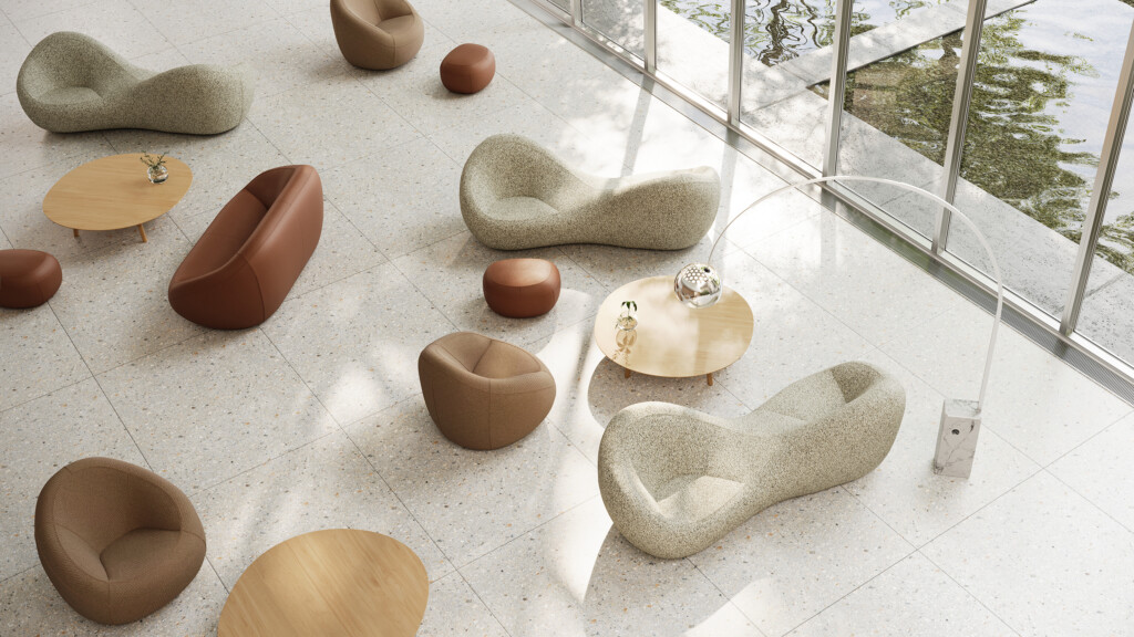 collection of jean novuel showing the different sofas and ottoman
