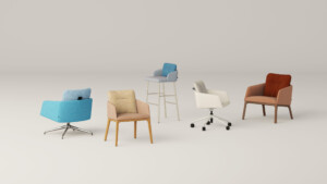 Family photo of all Marien152 products in different colors such as blue, orange, and beige