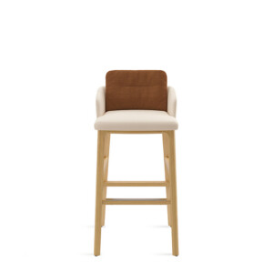 Upholstered stool with wood legs