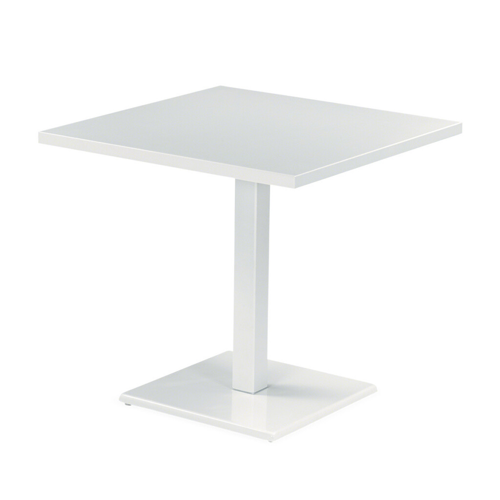 White squared table on white background