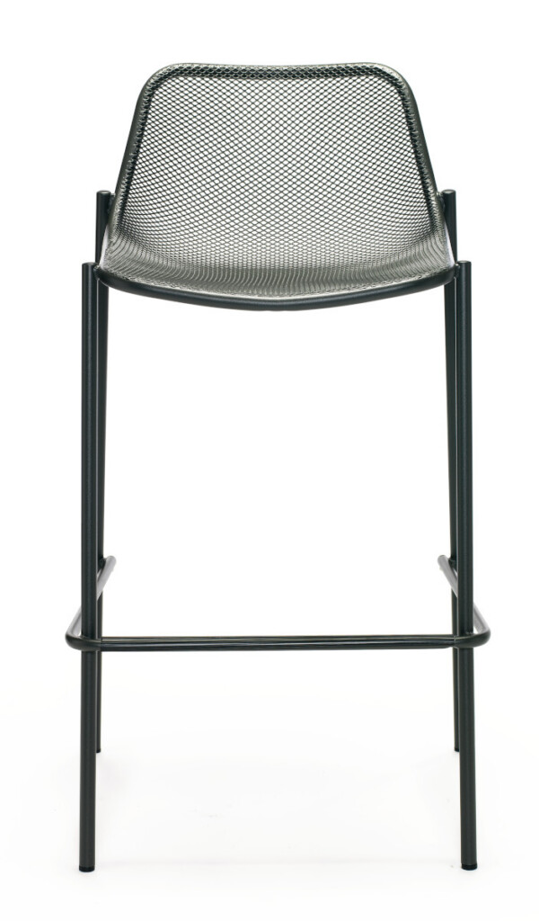Round seating black stool on white background