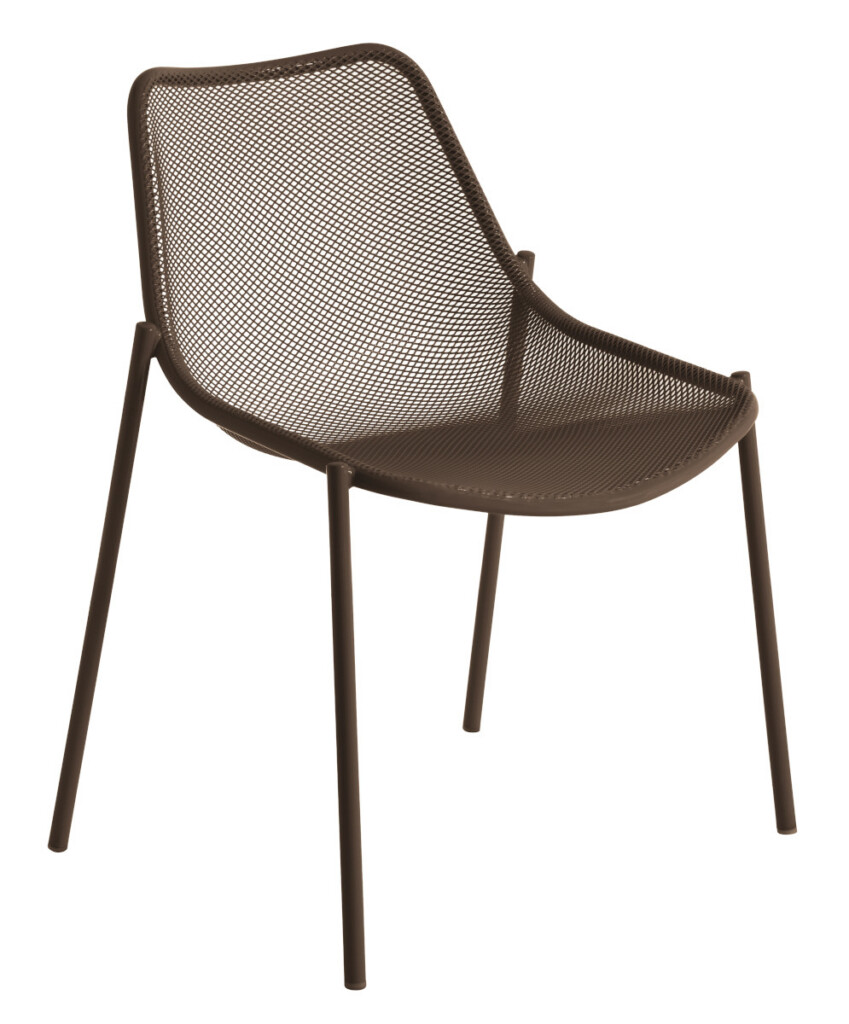 Round seating brown chair on white background.