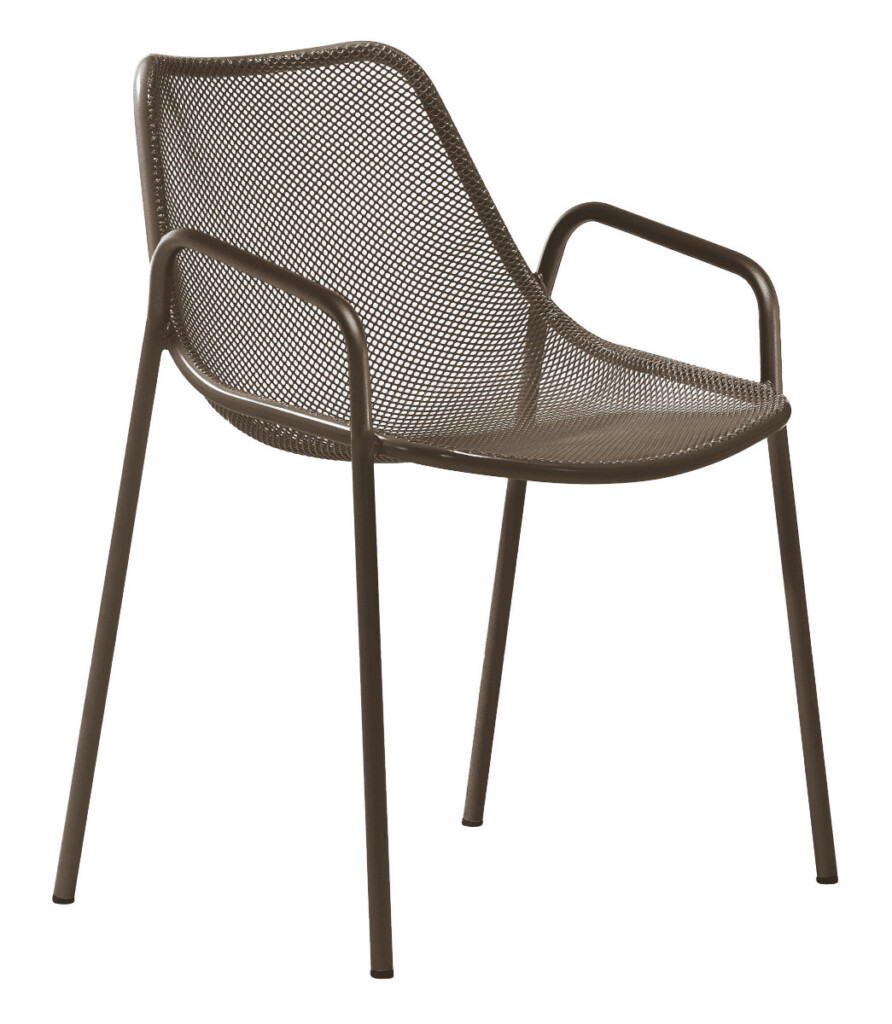 Round seating brown chair on white background.