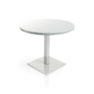 White Round table on white background.